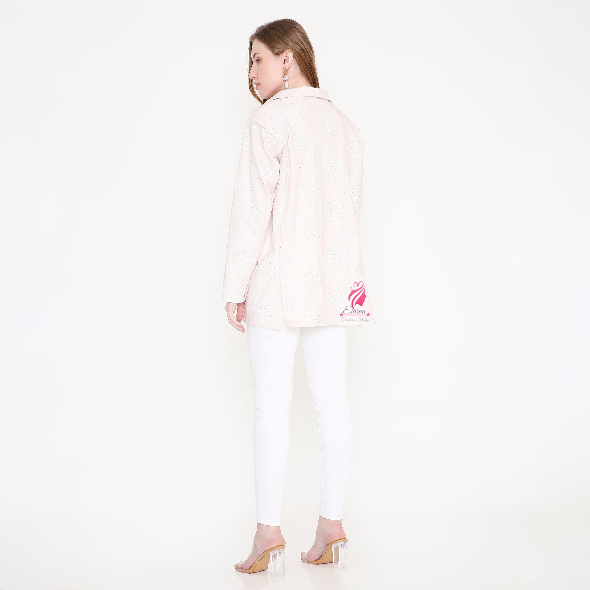 Light Pink and White Blazer - EIARAA STUDIO