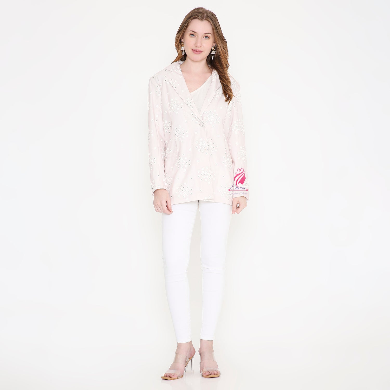 Light Pink and White Blazer - EIARAA STUDIO