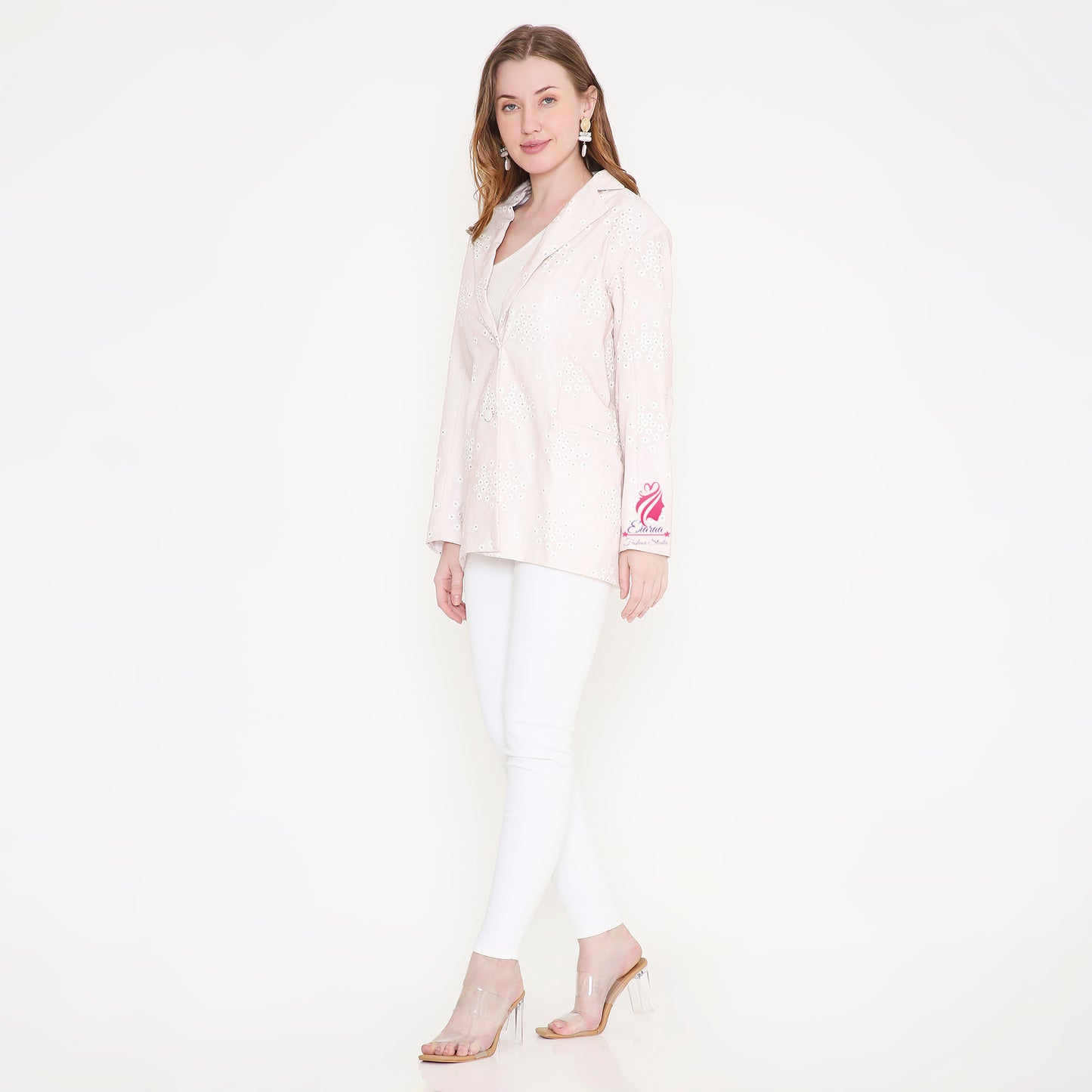Light Pink and White Blazer - EIARAA STUDIO