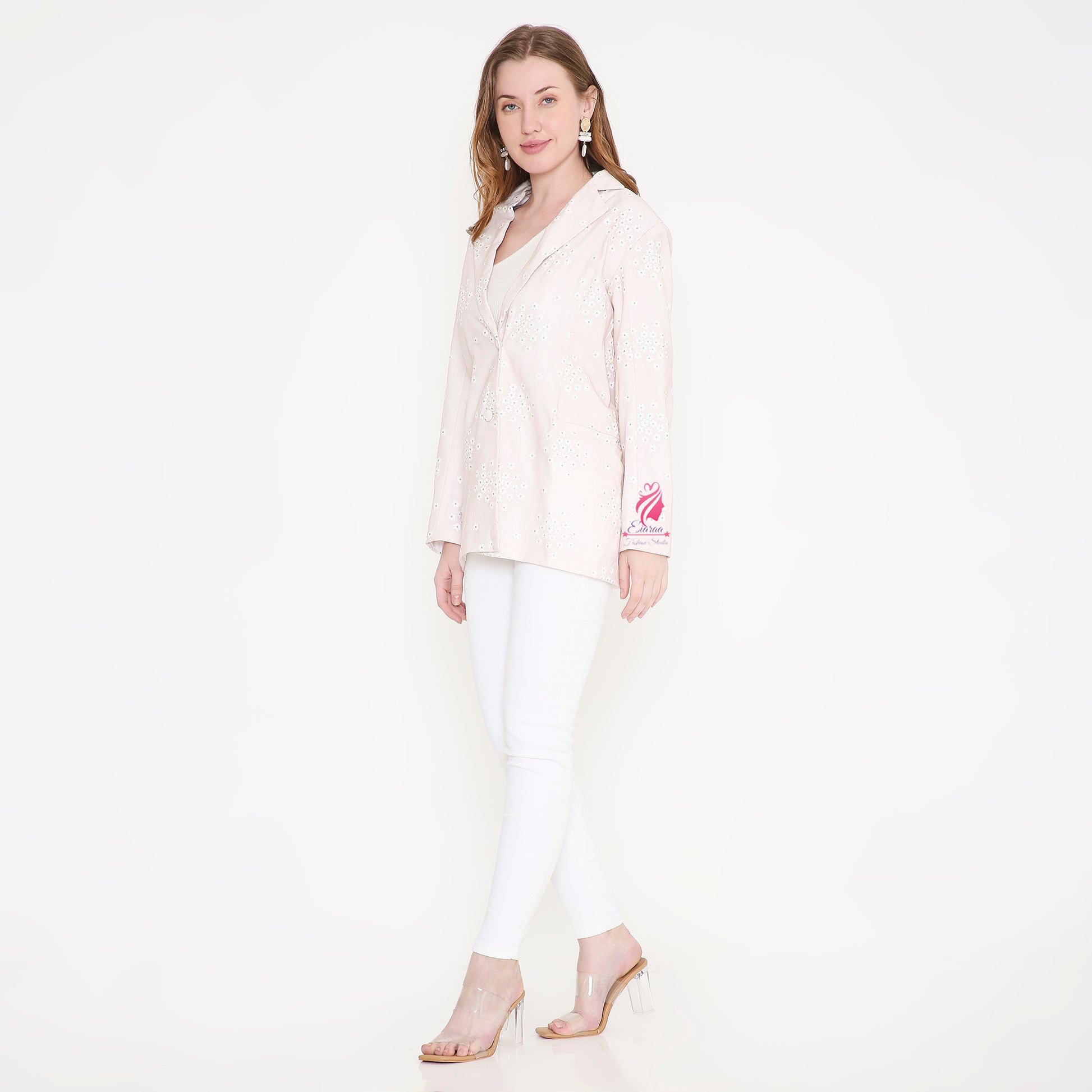 Light Pink and White Blazer - EIARAA STUDIO