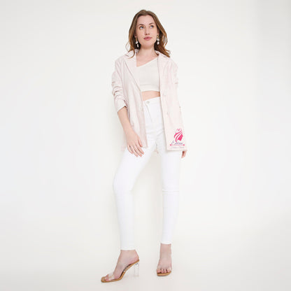 Light Pink and White Blazer - EIARAA STUDIO