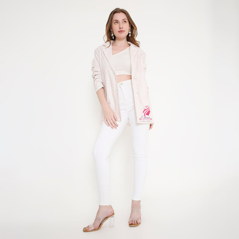 Light Pink and White Blazer