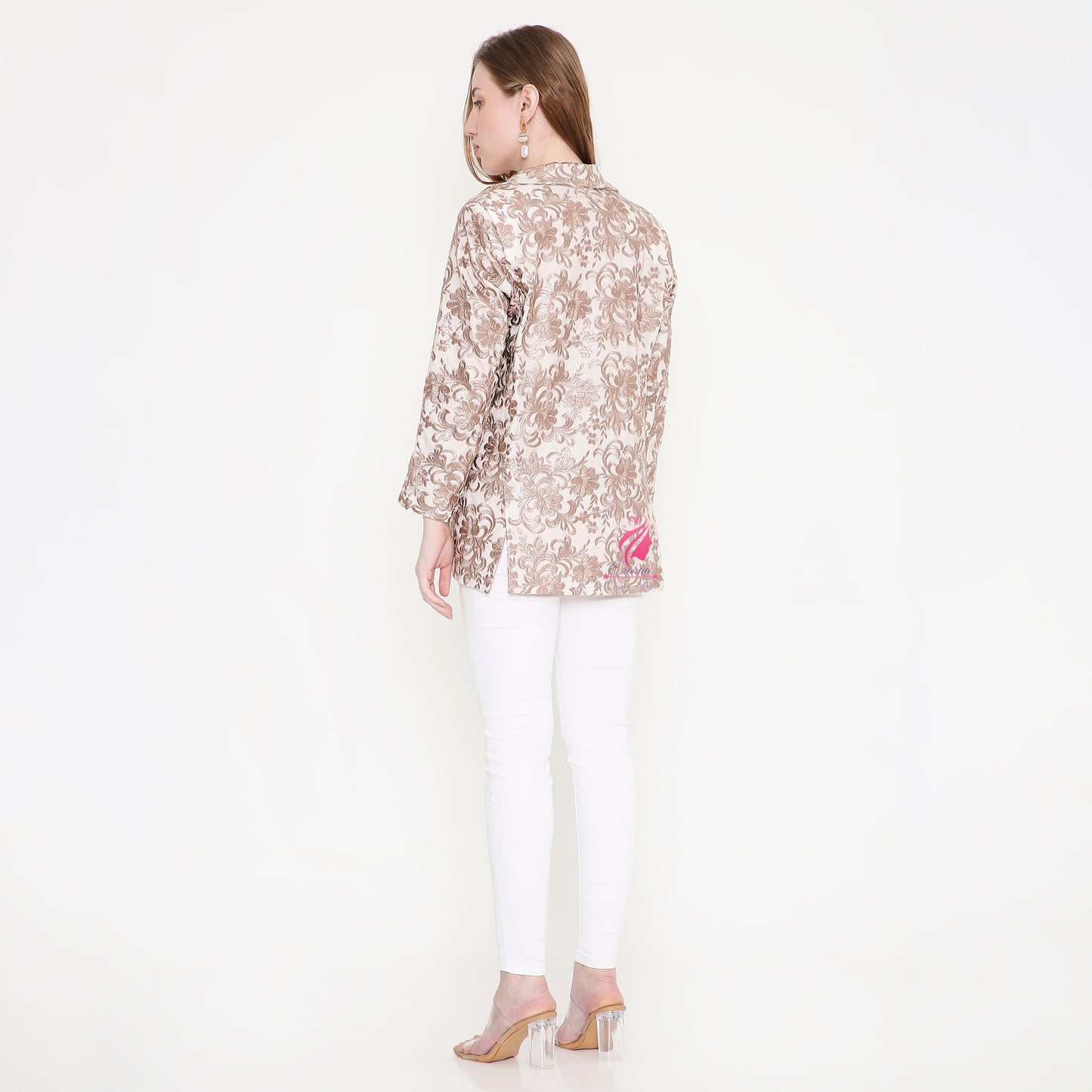 White and Brown Blazer - EIARAA STUDIO