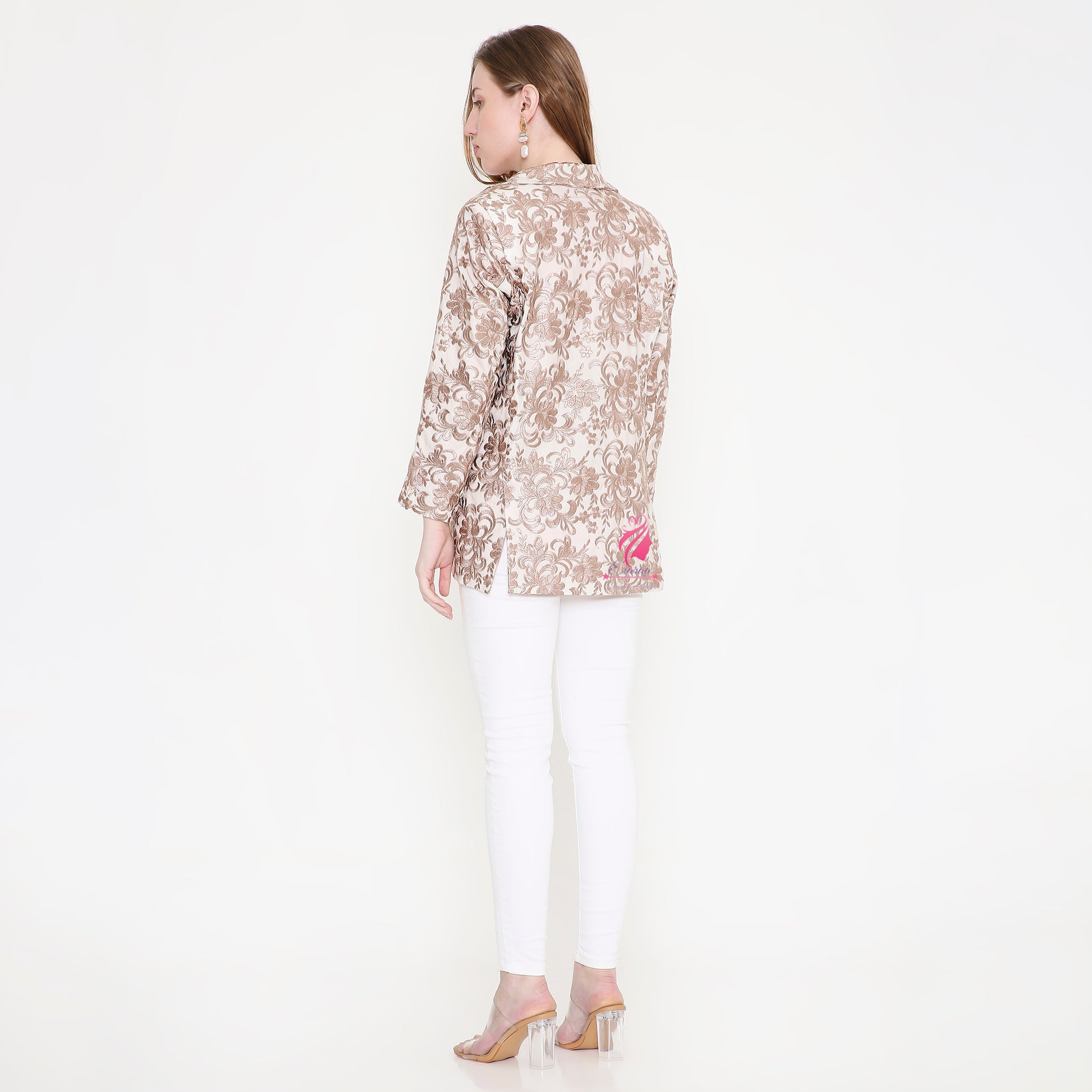 White and Brown Blazer - EIARAA STUDIO