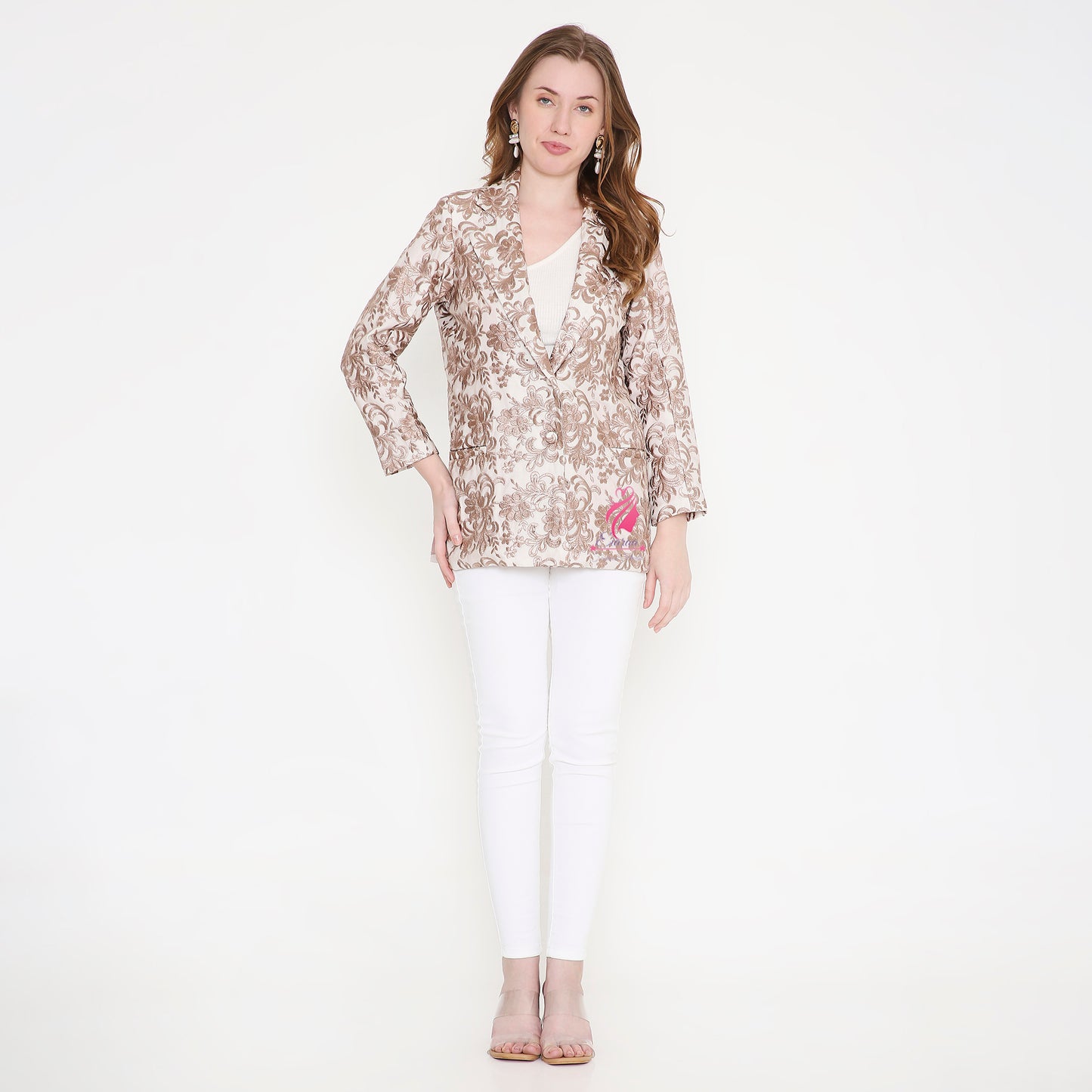 White and Brown Blazer - EIARAA STUDIO