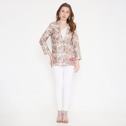 White and Brown Blazer - EIARAA STUDIO