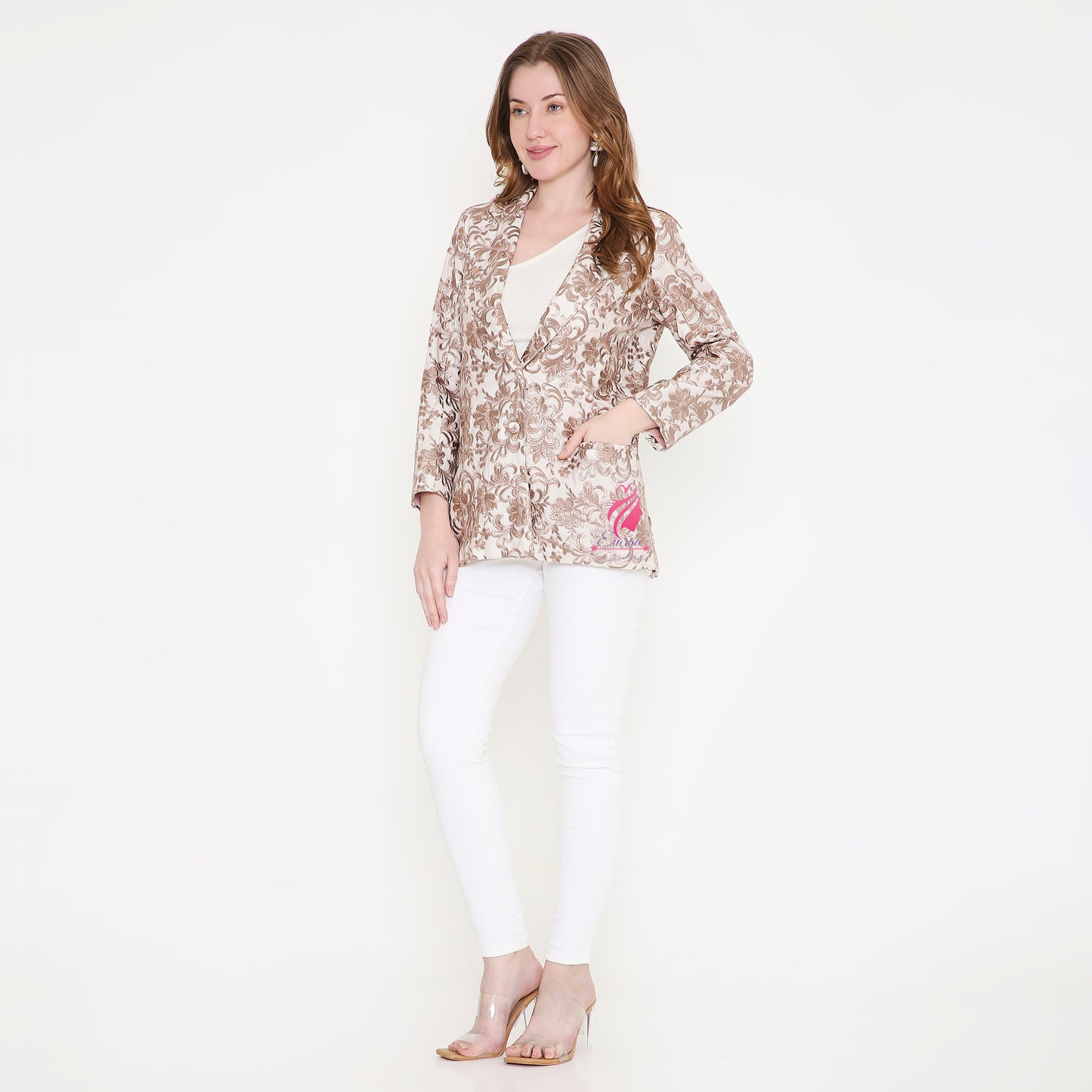White and Brown Blazer - EIARAA STUDIO