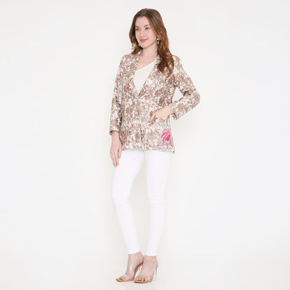 White and Brown Blazer - EIARAA STUDIO
