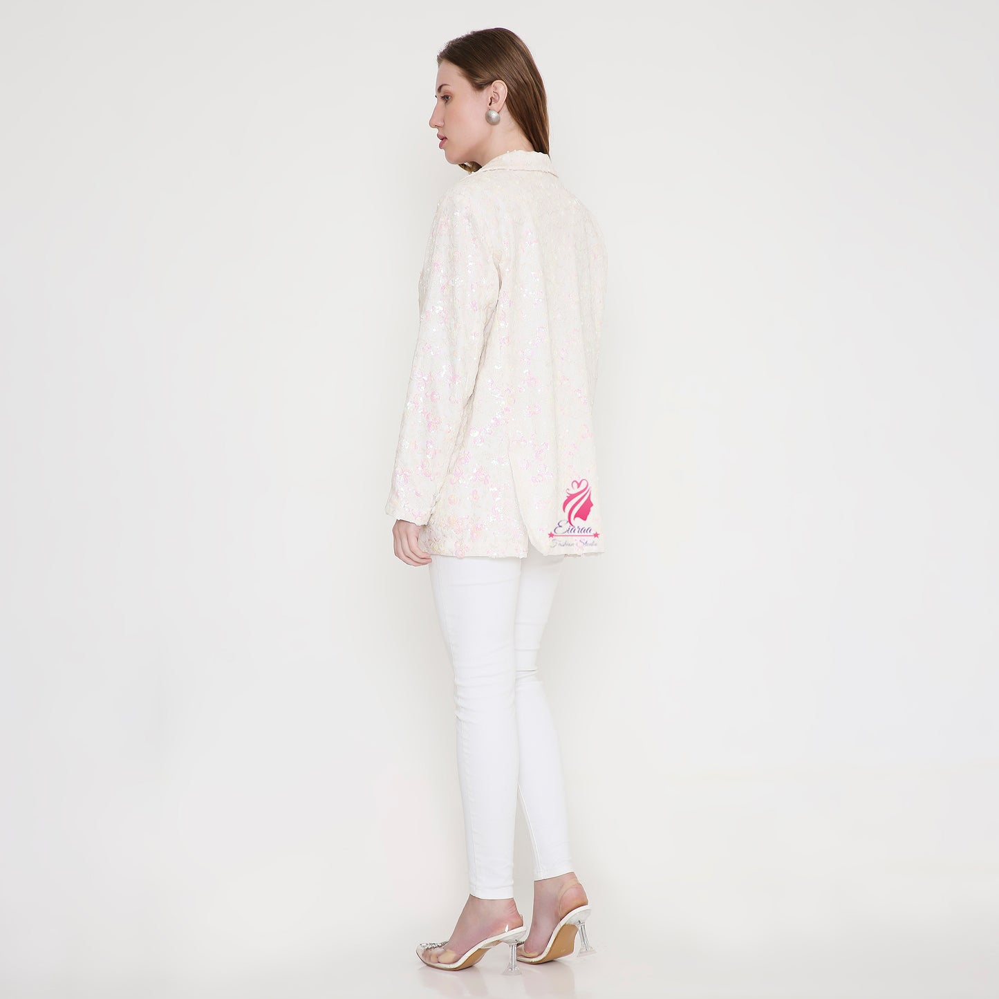 Pastel Pink Sequin Blazer - EIARAA STUDIO