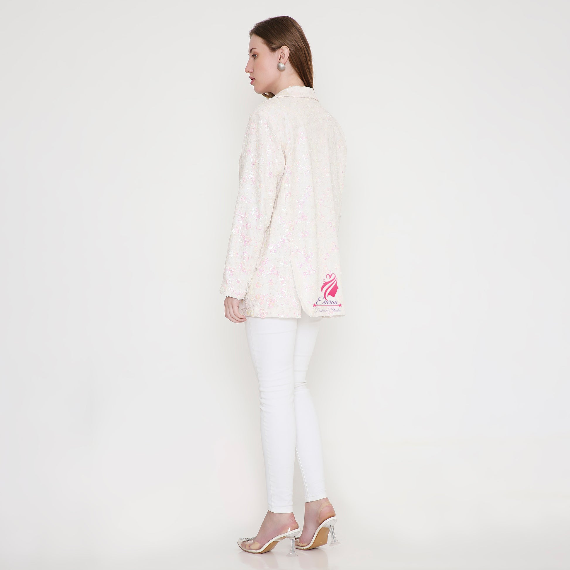 Pastel Pink Sequin Blazer - EIARAA STUDIO