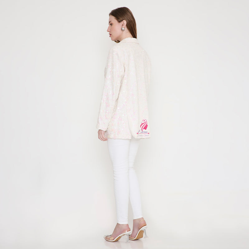 Pastel Pink Sequin Blazer