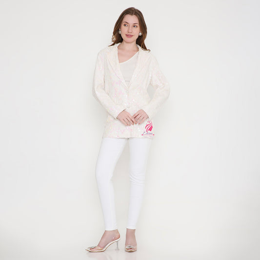 Pastel Pink Sequin Blazer - EIARAA STUDIO