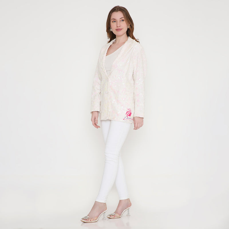 Pastel Pink Sequin Blazer