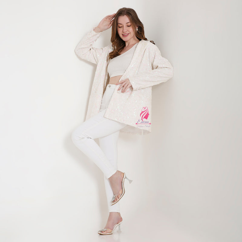 Pastel Pink Sequin Blazer
