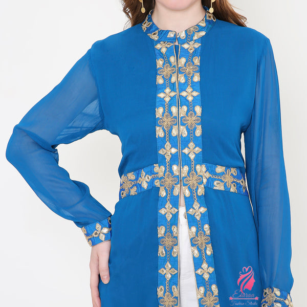 Blue Slit Kurti Set