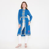 Blue Slit Kurti Set