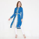Blue Slit Kurti Set