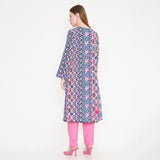 Pink and Blue Kurti & Pink Pant