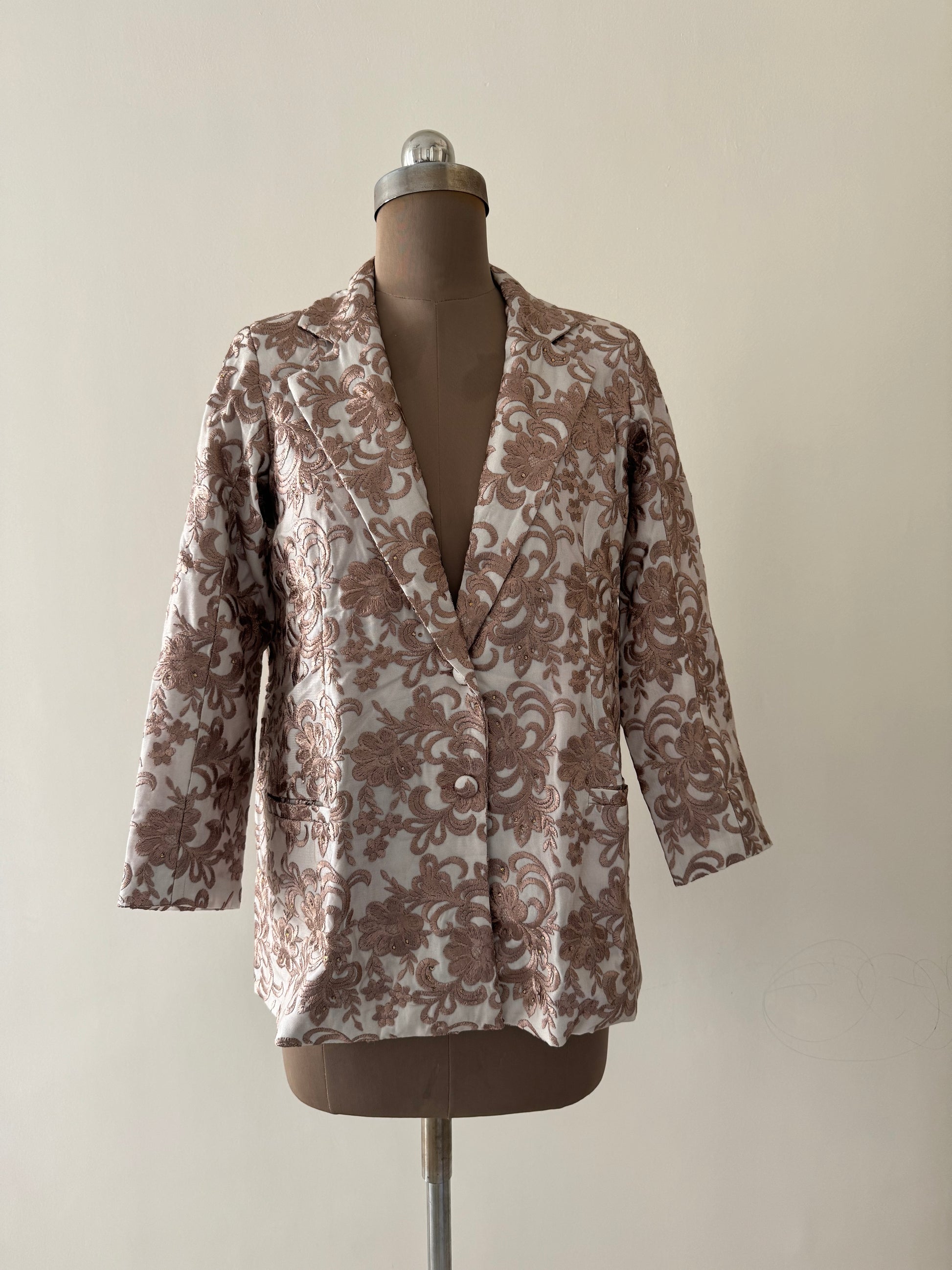 White and Brown Blazer - EIARAA STUDIO