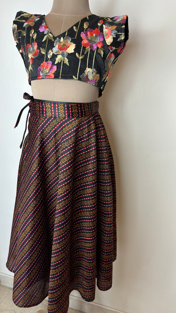 Brown and Black Lehenga Set