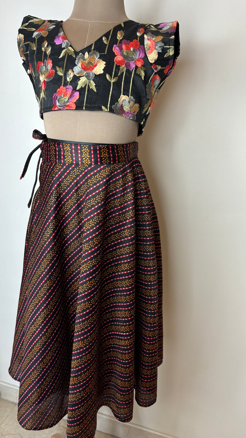Brown and Black Lehenga Set