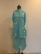 Blue Embroidered Kurti Set