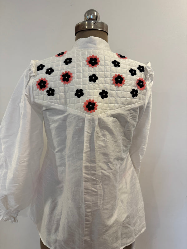 White 3d Flower Coord Set