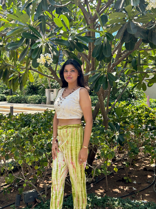 Modern White and Green Co-Ord Set - EIARAA STUDIO