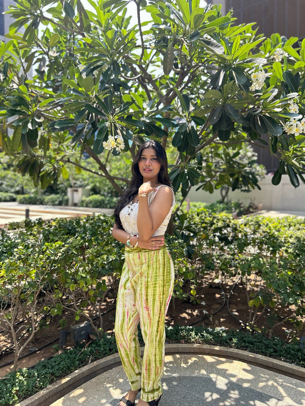Modern White and Green Co-Ord Set