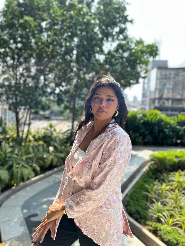 Pastel Pink and White Blazer