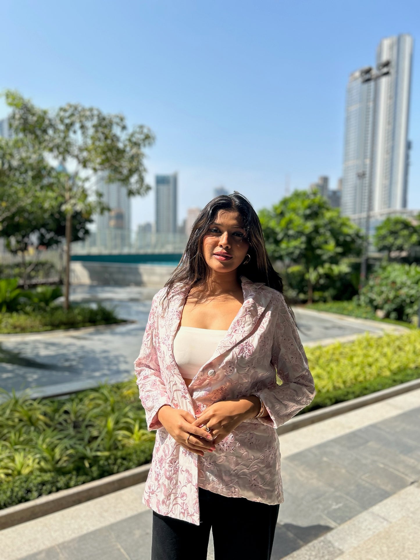 Pastel Pink and White Blazer - EIARAA STUDIO