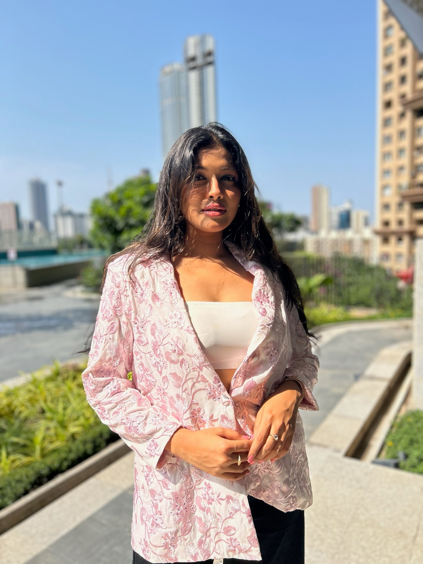 Pastel Pink and White Blazer - EIARAA STUDIO