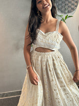Pearl White and Gold Embroidery Dress