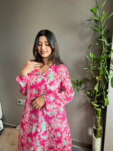 Floral Pink Kurti & pink Pant
