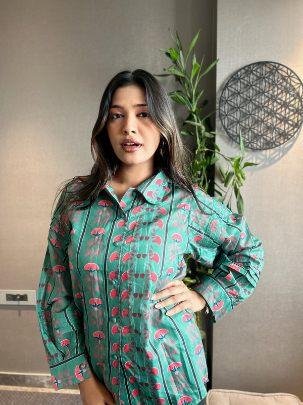 Green Elegant Printed Shirt