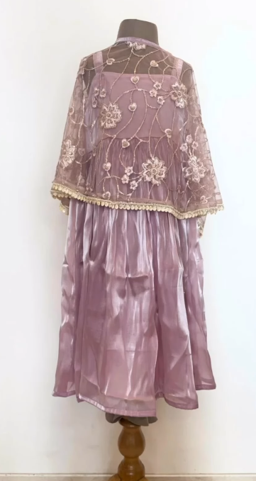 Kids Embroidered Cape Gown - EIARAA STUDIO