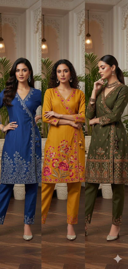 Angrakha-Style Kurta Set - EIARAA STUDIO