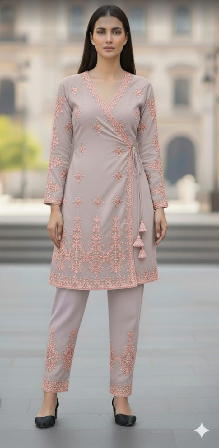 Angrakha-Style Kurta Set