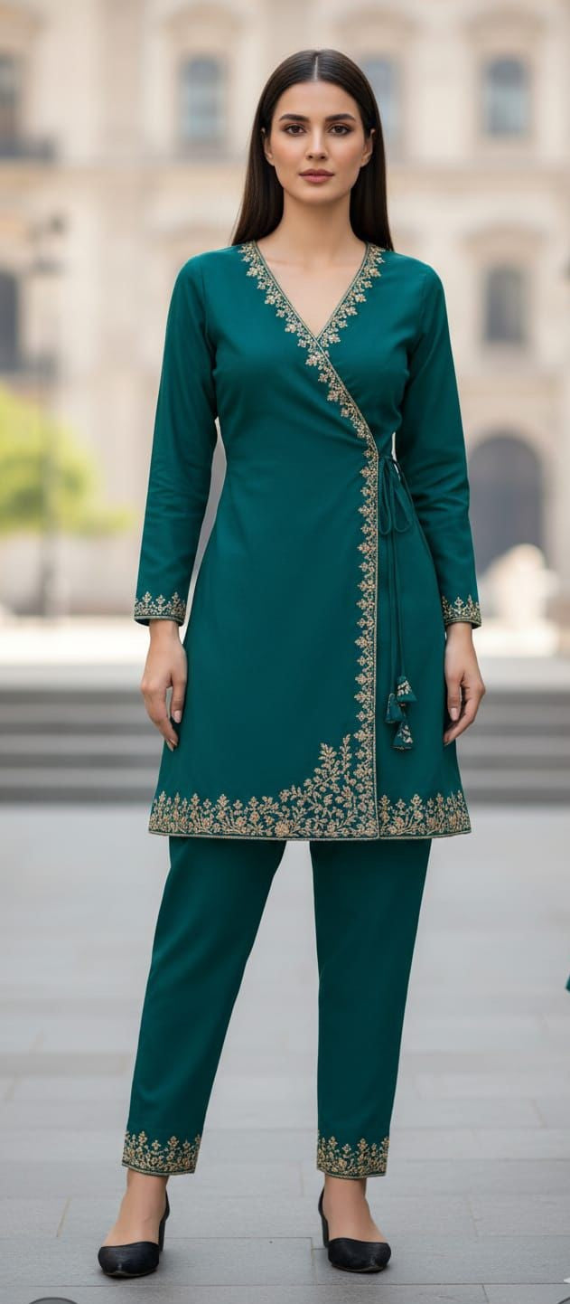 Angrakha-Style Kurta Set