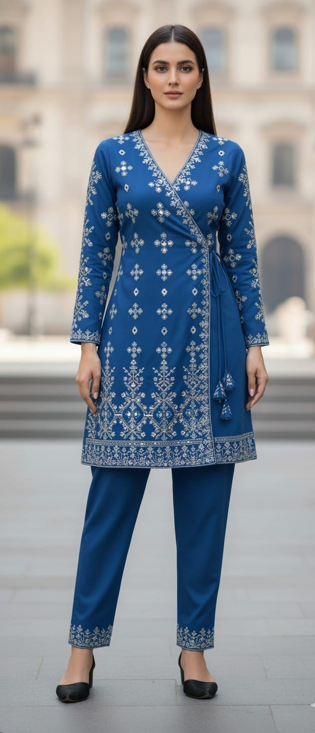 Angrakha-Style Kurta Set - EIARAA STUDIO