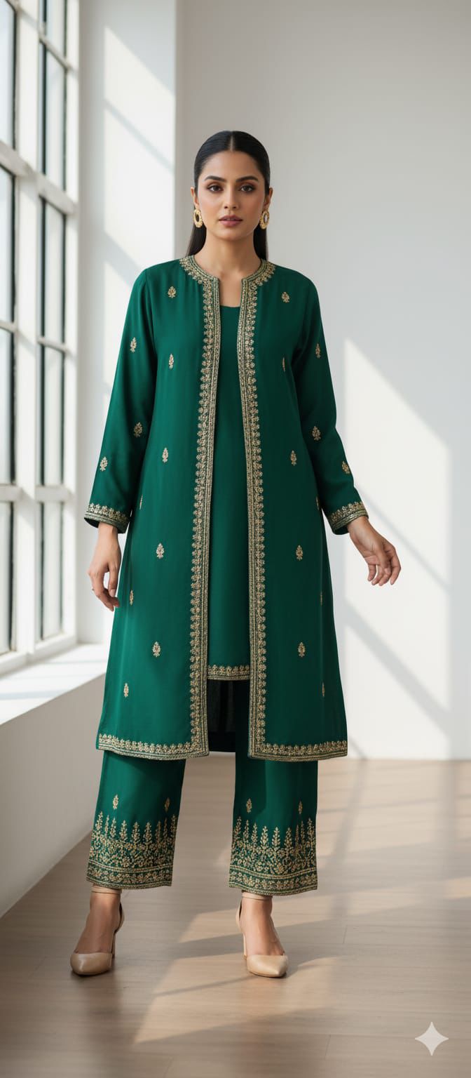 Embroidered Long Kurta Set - EIARAA STUDIO
