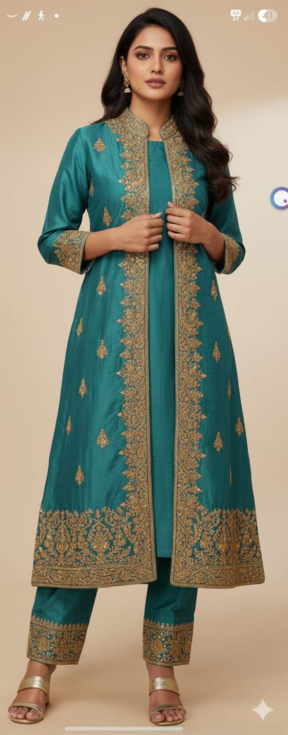 Embroidered Long Kurta Set - EIARAA STUDIO