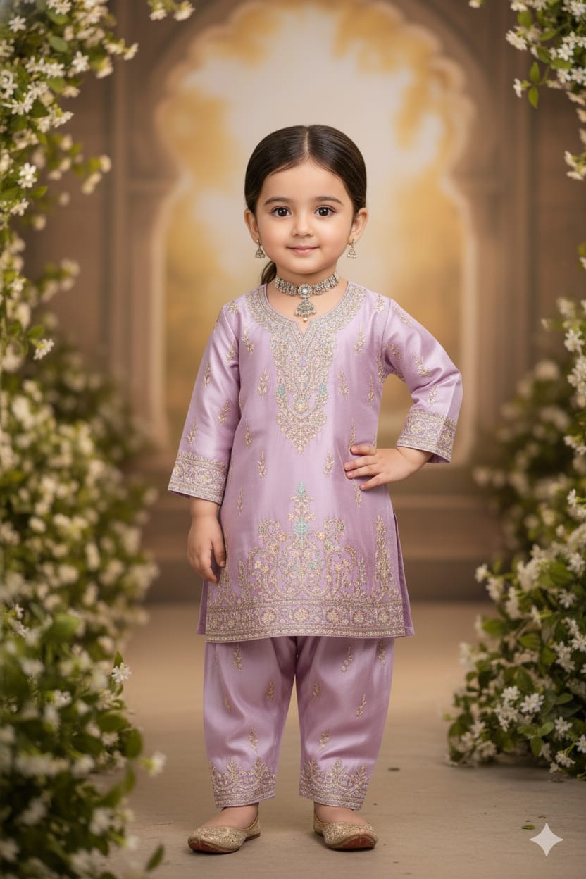 Kids Embroidered Kurta Set - EIARAA STUDIO
