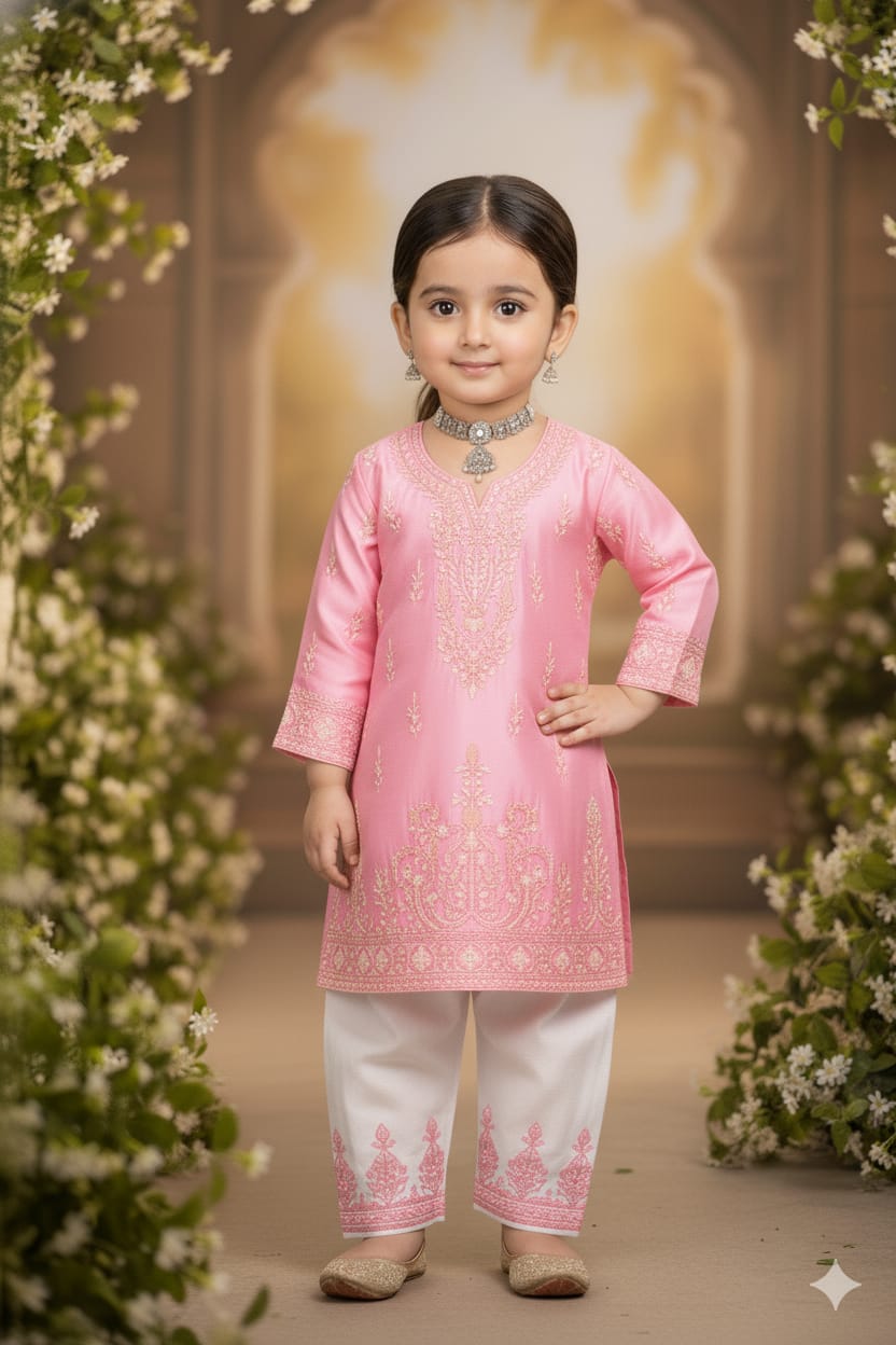 Kids Embroidered Kurta Set - EIARAA STUDIO