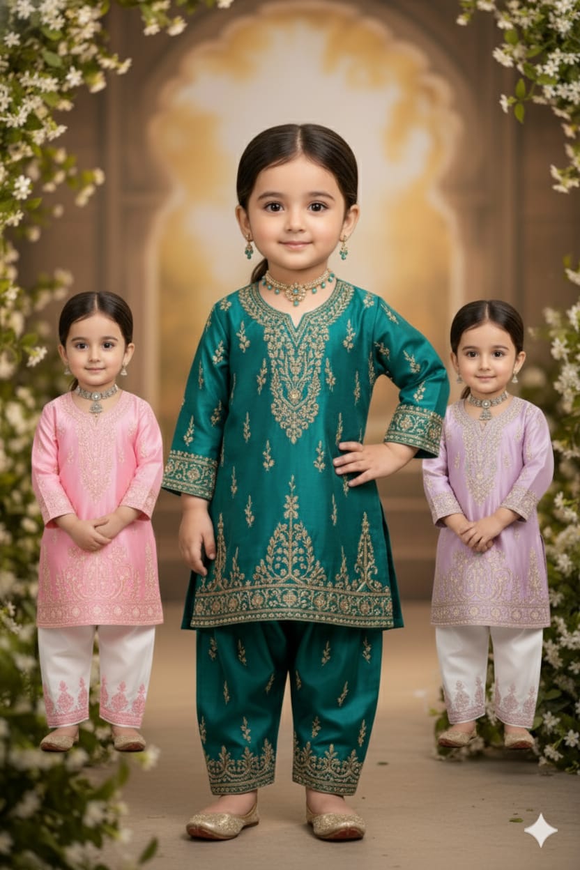 Kids Embroidered Kurta Set - EIARAA STUDIO