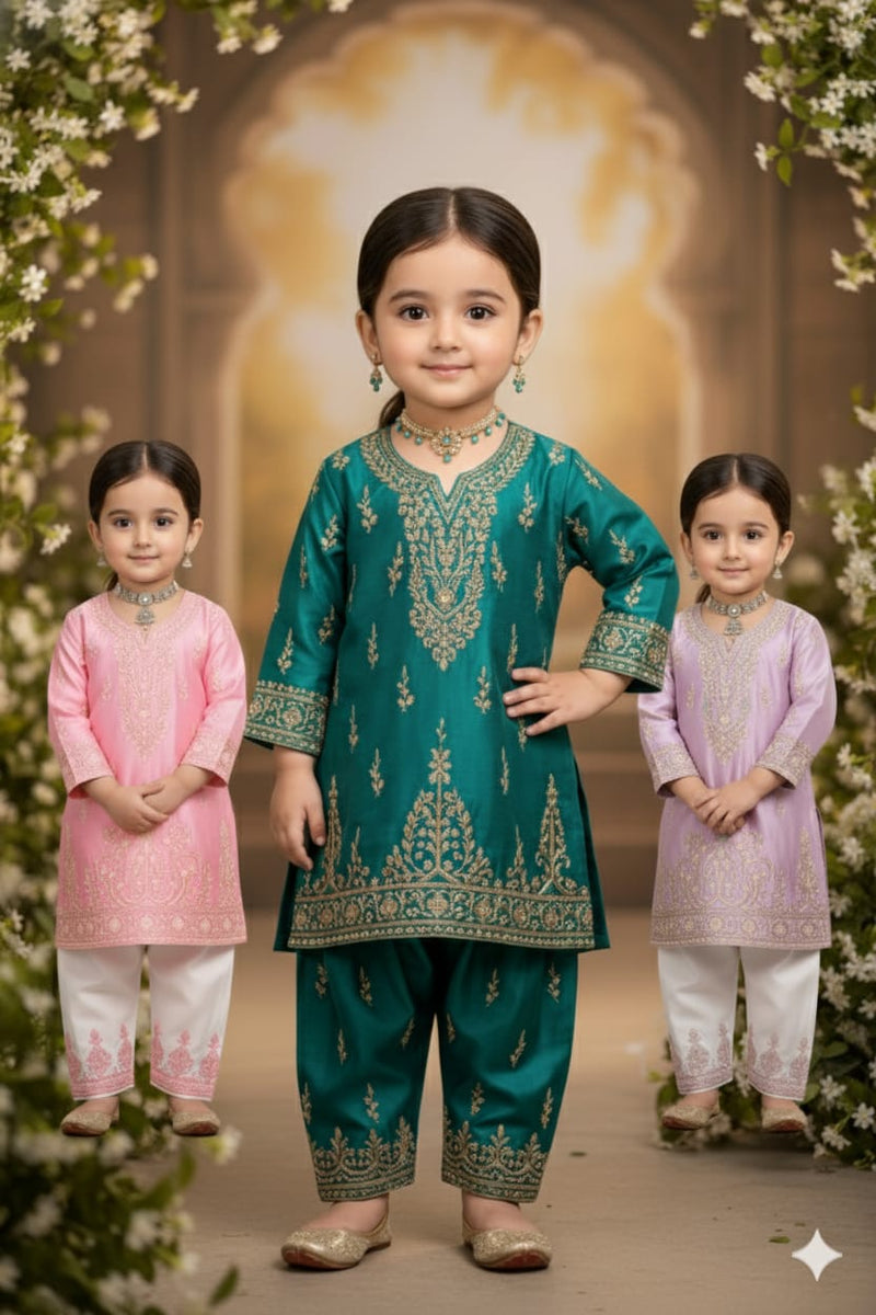 Kids Embroidered Kurta Set