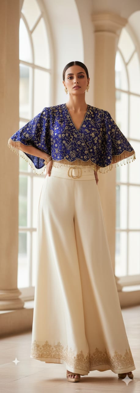 Embroidered Cape Co-ord Set - EIARAA STUDIO