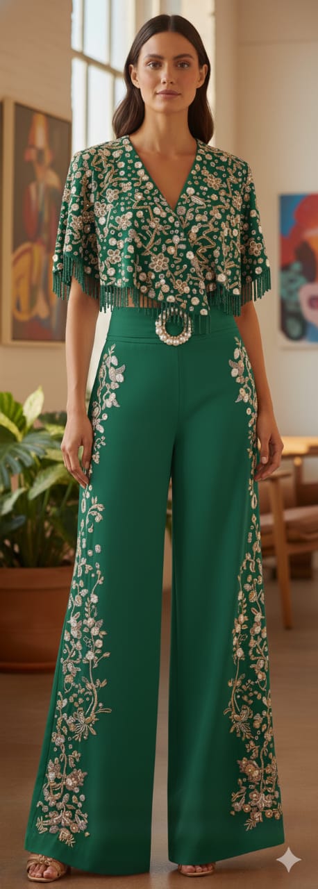 Embroidered Cape Co-ord Set - EIARAA STUDIO