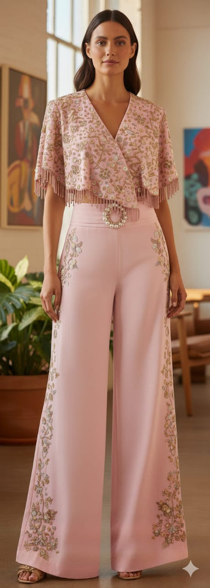 Embroidered Cape Co-ord Set - EIARAA STUDIO