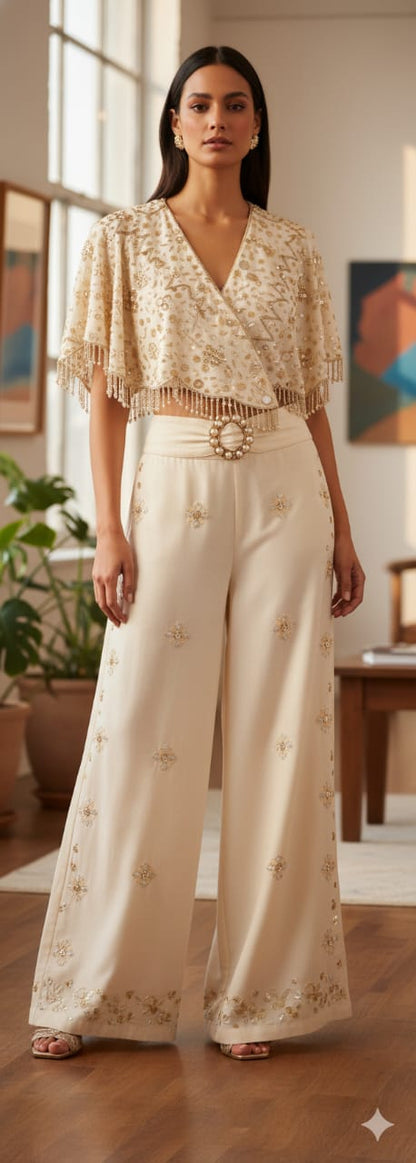 Embroidered Cape Co-ord Set - EIARAA STUDIO
